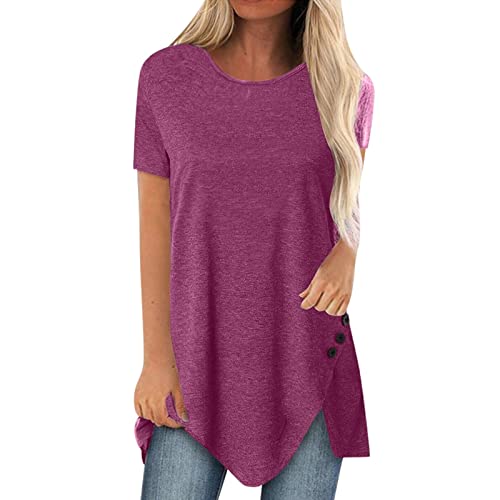 rosa Damen t Shirts für Damen Damen Longshirt Kurzarm Damen blusen top Dirndl für Kinder t Shirt Damen musselinblusen Damen Oberteile Damen Sommer locker weiße Bluse Damen Shirt leinen Damen von GFPGNDFHG