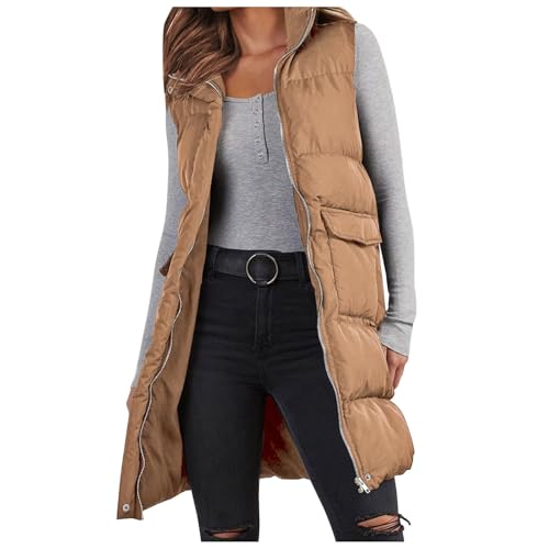 GFPGNDFHG Sommer Damen Jacke Ohne Ärmel Steppweste Mit Kapuze Weste Elegant Leichte Steppweste, Lang Anzugweste Herbstjacken Kurz Blakely Hoodie von GFPGNDFHG