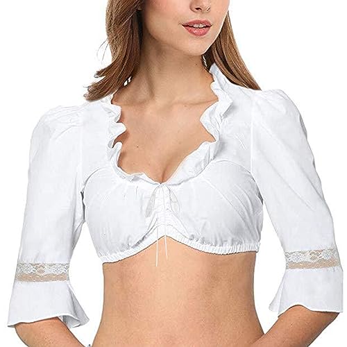 GFPGNDFHG Trachtenmieder für Damen Trachtenbluse Fuer Dirndl schwarz 44 Dirndlbluse Langarm gr.50 große größen st Patricks von GFPGNDFHG