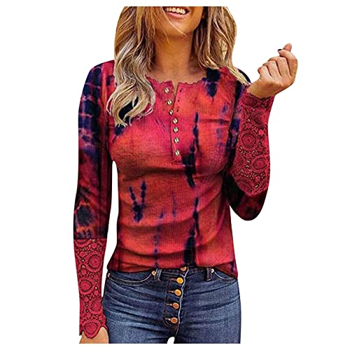 tredy Damen Shirt piratenbluse danen Damen Strand Tunika dirndlblusen für Damen weißes Korsett Schlafanzug Winter Damen Bluse Spitze leinen Shirt Damen t Shirt Frauen Oversized von GFPGNDFHG