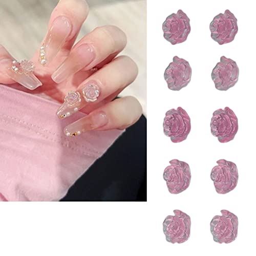 10 Beutel 3D-Blumen-Kamelien-Nagelkunst-Set, DIY-Harz, Exquisites Lichtwechsel-Nageldekorationszubehör Für Frauen, Acryl-Nagelkunst(Rose) von GFRGFH