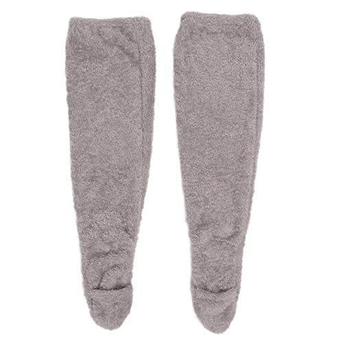 Damen-Flocken-Oberschenkelstrümpfe über Dem Knie, Flauschige Socken Für Den Winter, Zum Schlafen, Weich, Dick, Atmungsaktiv, Plüschstrümpfe, Beinwärmer(Grau) von GFRGFH