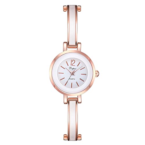 GFRGFH 6 Farben Fashion Alloy Strap Round Dial Watch Damen Casual Quarzuhr für Frauen und Mädchen(SILBERPULVER) von GFRGFH