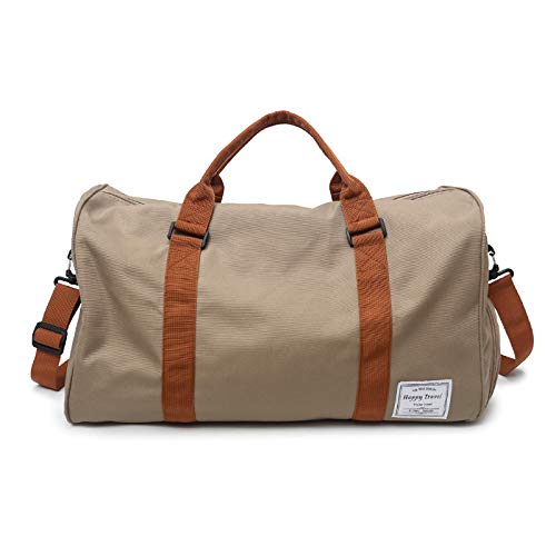 Kleine Sporttasche Für Damen Und Herren, Mit Schuh- Und Nasskleidungsfach, Trainingstasche Für Sport Und Wochenendausflüge, wasserdichte Reisetasche(Khaki) von GFRGFH