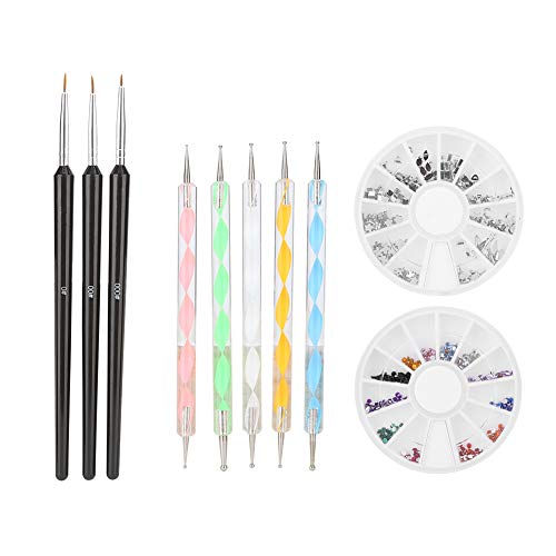 Nagelkunst-Malpinsel-Stift-Werkzeug-Set, Strichzeichnung, Malstift, Strass, Polnische Maniküre-Werkzeuge von GFRGFH