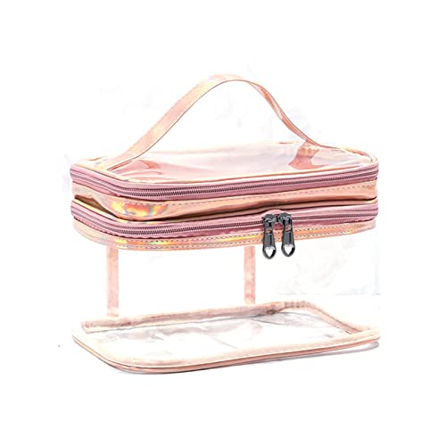 Trocken-Nass-Trennung, Wasserdichter Kulturbeutel, Damen-Kosmetiktasche, Transparente, Doppellagige, wasserdichte Kulturbeutel Mit Hoher Kapazität(Rosa) von GFRGFH