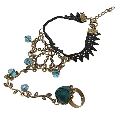 Vintage Armband Spitze Armband verstellbare dekorative Handgelenkkette mit Ring für Party Frauen und Mädchen von GFRGFH