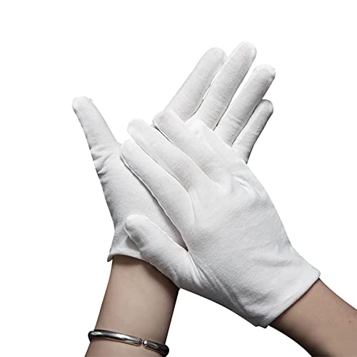 Weiße Baumwoll handschuhe, für Ekzeme und trockene Hände, atmungsaktive Handschuh-Liner für Männer Ekzem Trockene Hände, Feuchtigkeit spendend, Archival-Reinigungs schmuck(Weiß) von GFRGFH