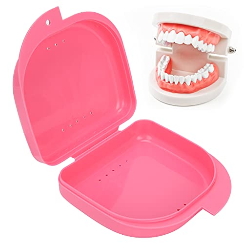 Zahnspangendose,Dentalbox Zahnprothesenbecher prothesenbox gebissdose,Behälter Becher Dose Zahnprothese orthopädisch,Zahnspangenbox Prothesendose auch für Aufbissschiene(Rosa) von GFRGFH