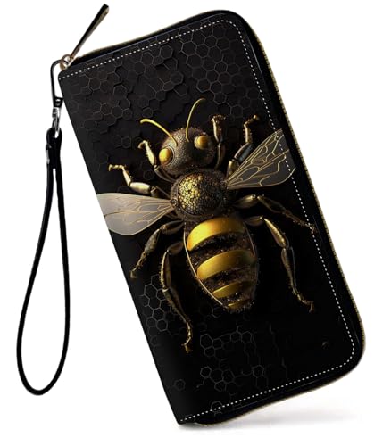 GFRGTFHYT Damen-Geldbörse, großes Fassungsvermögen, RFID-blockierend, PU-Leder, Handgelenk-Geldbörsen für Damen, Bienenwabe, Women Wallet, Bienenwabe von GFRGTFHYT