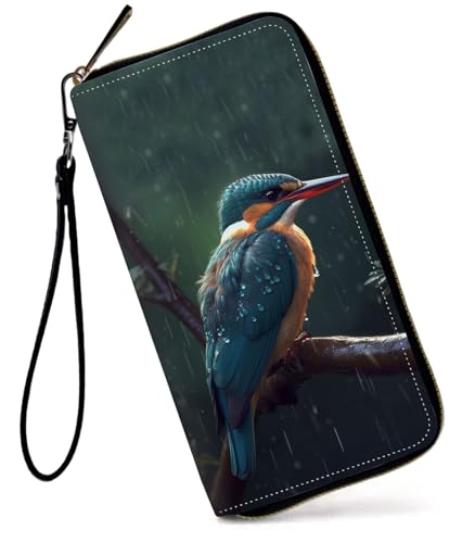 GFRGTFHYT Damen-Geldbörse, großes Fassungsvermögen, RFID-blockierend, PU-Leder, Handgelenk-Geldbörsen für Damen, Kolibri, Women Wallet, Kolibri von GFRGTFHYT