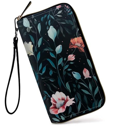 GFRGTFHYT Damen-Geldbörse, großes Fassungsvermögen, RFID-blockierend, PU-Leder, Handgelenk-Geldbörsen für Damen, Kunstblume, Women Wallet, Kunstblume von GFRGTFHYT
