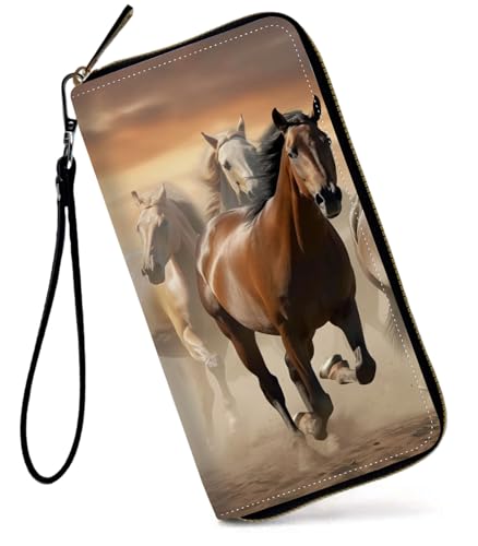 GFRGTFHYT Damen-Geldbörse, großes Fassungsvermögen, RFID-blockierend, PU-Leder, Handgelenk-Geldbörsen für Damen, Laufpferd, Women Wallet, Laufpferd von GFRGTFHYT