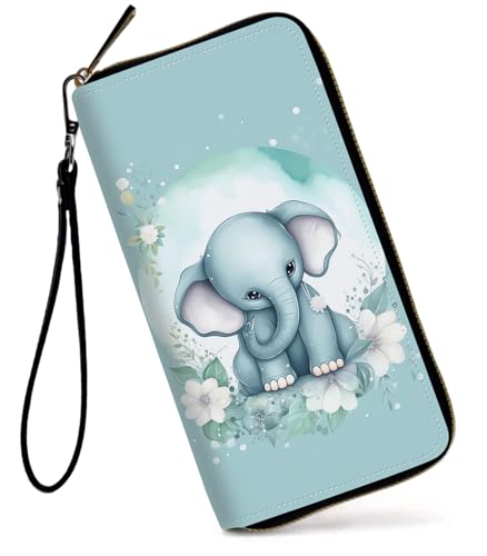 GFRGTFHYT Damen-Geldbörse, großes Fassungsvermögen, RFID-blockierend, PU-Leder, Handgelenk-Geldbörsen für Damen, Niedlicher Elefant, blau, Women Wallet, Niedlicher Elefant, blau GFRGTFHYT Damen-Geldbörse, großes Fassungsvermögen, RFID-blockierend, PU-Leder, Handgelenk-Geldbörsen für Damen, Niedlicher Elefant, blau, Women Wallet, Niedlicher Elefant, blau von GFRGTFHYT