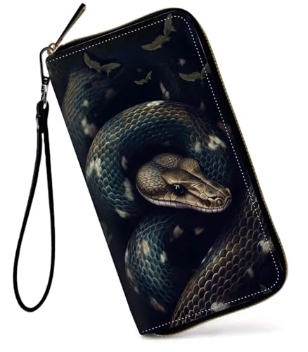 GFRGTFHYT Damen-Geldbörse, großes Fassungsvermögen, RFID-blockierend, PU-Leder, Handgelenk-Geldbörsen für Damen, Snakes Boa Constrictor, Women Wallet, Snakes Boa Constrictor von GFRGTFHYT