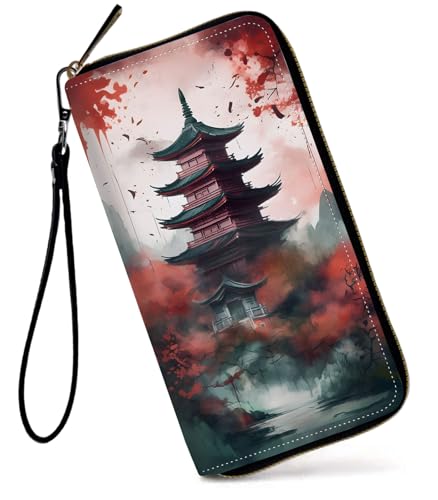 GFRGTFHYT Damen-Geldbörse, großes Fassungsvermögen, RFID-blockierend, PU-Leder, Handgelenk-Geldbörsen für Damen, Turm-Landschaft, Women Wallet, Turm-Landschaft von GFRGTFHYT