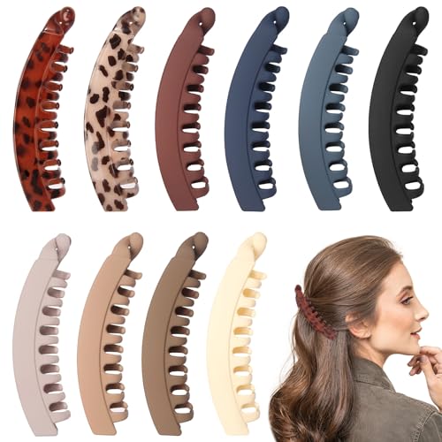 Banana Clip 10 Stück Bananenspange Haare Retro Banana Hair Clip Große Bananen Haarspange für Damen Mädchen (10 Colors) von GFUEIGJ