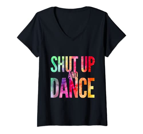 Damen Shut Up And Dance Regenbogen-T-Shirt für Männer Frauen Kinder Party Club T-Shirt mit V-Ausschnitt Damen Shut Up And Dance Regenbogen-T-Shirt für Männer Frauen Kinder Party Club T-Shirt mit V-Ausschnitt von GFX Garage