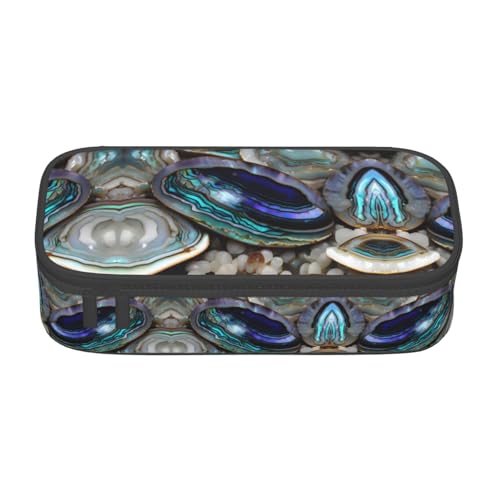 GFXEDSAH Abalone-Perlmutt-Druck, stilvolle und funktionale Federmäppchen, klein, aber geräumig, ideal für Reisen oder den täglichen Gebrauch, Schwarz , Einheitsgröße, Kosmetiktasche von GFXEDSAH