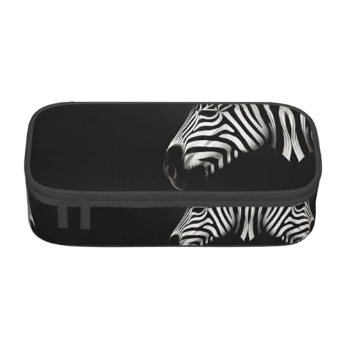 GFXEDSAH Abstraktes Federmäppchen mit Zebramuster, stilvoll und funktional, klein, aber geräumig, ideal für Reisen oder den täglichen Gebrauch, Schwarz , Einheitsgröße, Kosmetiktasche von GFXEDSAH