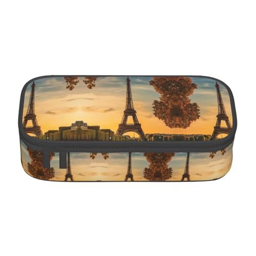 GFXEDSAH Federmäppchen, Motiv: Eiffelturm, Paris, Herbstdruck, Federmäppchen, Organizer, Oxford-Stoff, Mehrzweck-Federmäppchen, Schwarz , Einheitsgröße, Schlüsseletui von GFXEDSAH