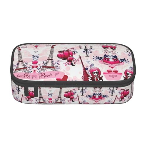 GFXEDSAH Federmäppchen, Motiv: Paris Eiffelturm, Frankreich, bedruckt, Federmäppchen, Organizer, Oxford-Stoff, Mehrzweck-Federmäppchen, Schwarz , Einheitsgröße, Schlüsseletui von GFXEDSAH