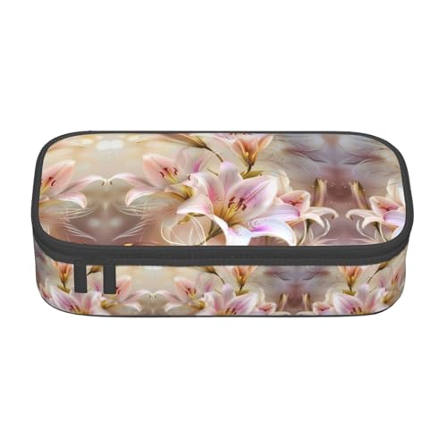 GFXEDSAH Federmäppchen, leicht, romantisch, Blumendruck, Federmäppchen, Organizer, Oxford-Stoff, Mehrzweck-Federmäppchen, Schwarz , Einheitsgröße, Schlüsseletui von GFXEDSAH