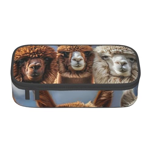 GFXEDSAH Federmäppchen mit Alpaka-Aufdruck, Federmäppchen, Organizer, Oxford-Stoff, Mehrzweck-Federmäppchen, Schwarz , Einheitsgröße, Schlüsseletui von GFXEDSAH