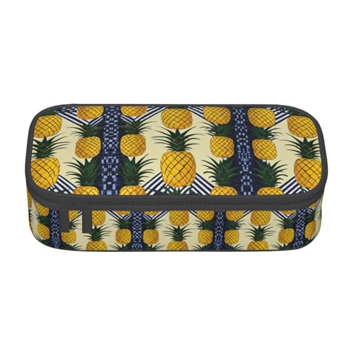 GFXEDSAH Federmäppchen mit Ananas-Aufdruck, Federmäppchen, Organizer, Oxford-Stoff, Mehrzweck-Federmäppchen, Schwarz , Einheitsgröße, Schlüsseletui von GFXEDSAH