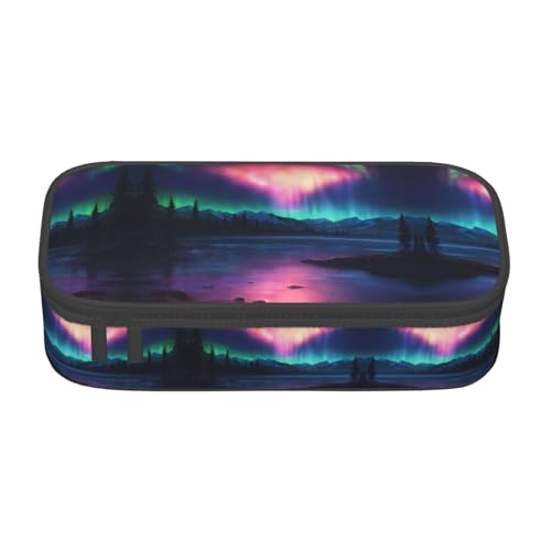 GFXEDSAH Federmäppchen mit Aufdruck "Dark Northern Lights", Federmäppchen, Organizer, Oxford-Stoff, Mehrzweck-Federmäppchen, Schwarz , Einheitsgröße, Schlüsseletui von GFXEDSAH