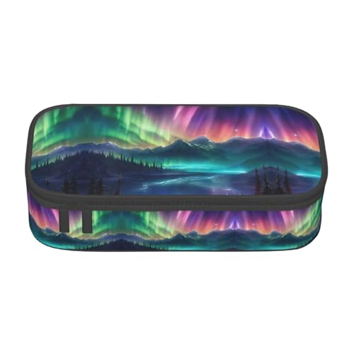 GFXEDSAH Federmäppchen mit Aufdruck "Dark Northern Lights", Federmäppchen, Organizer, Oxford-Stoff, Mehrzweck-Federmäppchen, Schwarz , Einheitsgröße, Schlüsseletui von GFXEDSAH