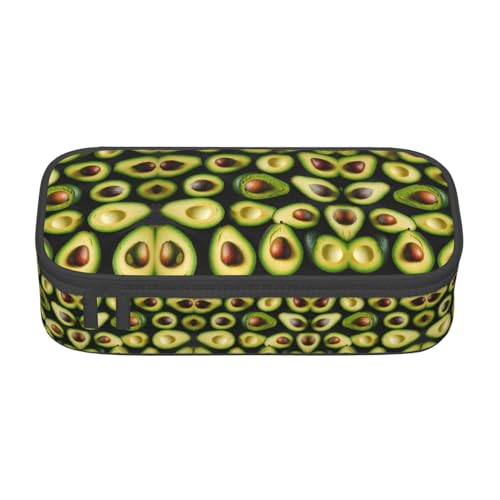 GFXEDSAH Federmäppchen mit Avocado-Muster, Federmäppchen, Organizer, Oxford-Stoff, Mehrzweck-Federmäppchen, Schwarz , Einheitsgröße, Schlüsseletui von GFXEDSAH