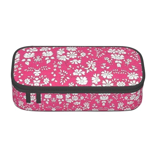 GFXEDSAH Federmäppchen mit Blumenstruktur, roter Druck, Federmäppchen, Organizer, Oxford-Stoff, Mehrzweck-Federmäppchen, Schwarz , Einheitsgröße, Schlüsseletui von GFXEDSAH