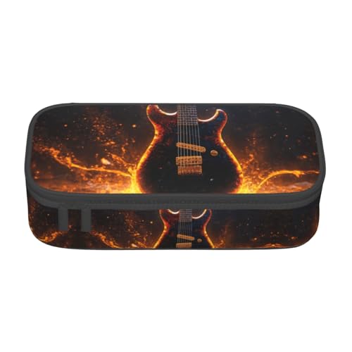 GFXEDSAH Federmäppchen mit E-Gitarren-Aufdruck, Federmäppchen, Organizer, Oxford-Stoff, Mehrzweck-Federmäppchen, Schwarz , Einheitsgröße, Schlüsseletui von GFXEDSAH
