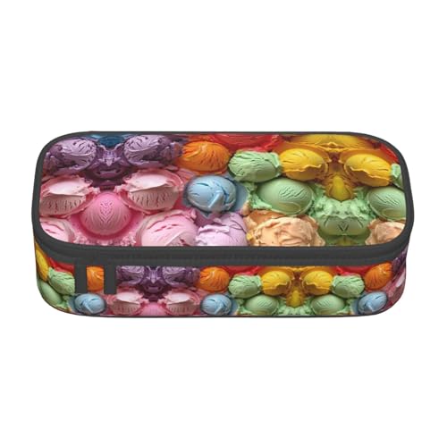 GFXEDSAH Federmäppchen mit Eiscreme-Aufdruck, Federmäppchen, Organizer, Oxford-Stoff, Mehrzweck-Federmäppchen, Schwarz , Einheitsgröße, Schlüsseletui von GFXEDSAH