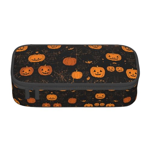 GFXEDSAH Federmäppchen mit Halloween-Kürbis-Druck, Federmäppchen, Organizer, Oxford-Stoff, Mehrzweck-Federmäppchen, Schwarz , Einheitsgröße, Schlüsseletui von GFXEDSAH