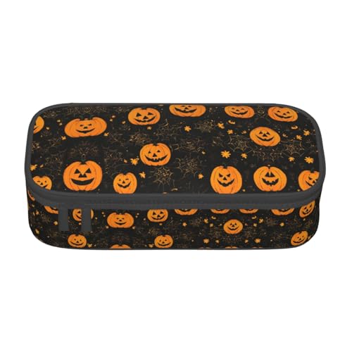 GFXEDSAH Federmäppchen mit Halloween-Kürbis-Druck, Federmäppchen, Organizer, Oxford-Stoff, Mehrzweck-Federmäppchen, Schwarz , Einheitsgröße, Schlüsseletui von GFXEDSAH
