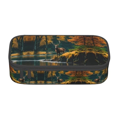 GFXEDSAH Federmäppchen mit Hirschbär-Elch-Aufdruck, Federmäppchen, Organizer, Oxford-Stoff, Mehrzweck-Federmäppchen, Schwarz , Einheitsgröße, Schlüsseletui von GFXEDSAH