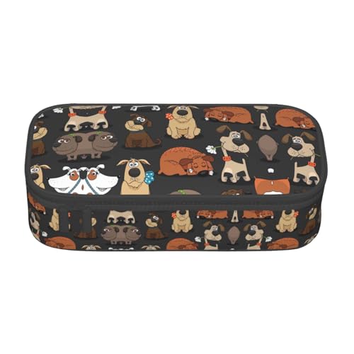 GFXEDSAH Federmäppchen mit Hunde-Corgi-Druck, Federmäppchen, Organizer, Oxford-Stoff, Mehrzweck-Federmäppchen, Schwarz , Einheitsgröße, Schlüsseletui von GFXEDSAH