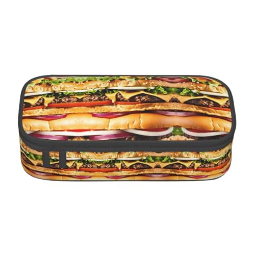 GFXEDSAH Federmäppchen mit Lebensmittelmuster, lustiger Druck, Federmäppchen, Organizer, Oxford-Stoff, Mehrzweck-Federmäppchen, Schwarz , Einheitsgröße, Schlüsseletui von GFXEDSAH