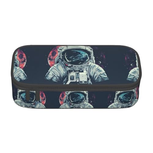 GFXEDSAH Federmäppchen mit Mond-Astronauten-Druck, Federmäppchen, Organizer, Oxford-Stoff, Mehrzweck-Federmäppchen, Schwarz , Einheitsgröße, Schlüsseletui von GFXEDSAH