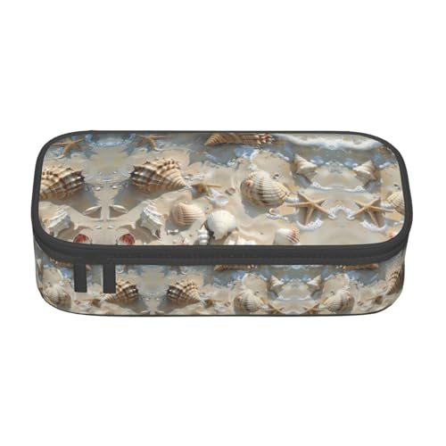 GFXEDSAH Federmäppchen mit Muschelsanddruck, Federmäppchen, Organizer, Oxford-Stoff, Mehrzweck-Federmäppchen, Schwarz , Einheitsgröße, Schlüsseletui von GFXEDSAH