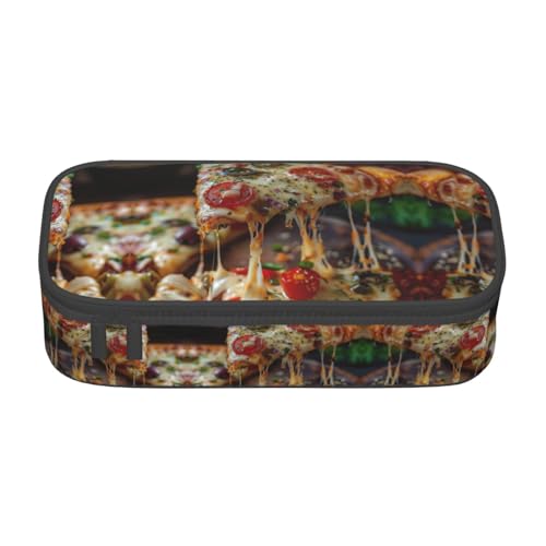GFXEDSAH Federmäppchen mit Pizza-Aufdruck, Federmäppchen, Organizer, Oxford-Stoff, Mehrzweck-Federmäppchen, Schwarz , Einheitsgröße, Schlüsseletui von GFXEDSAH