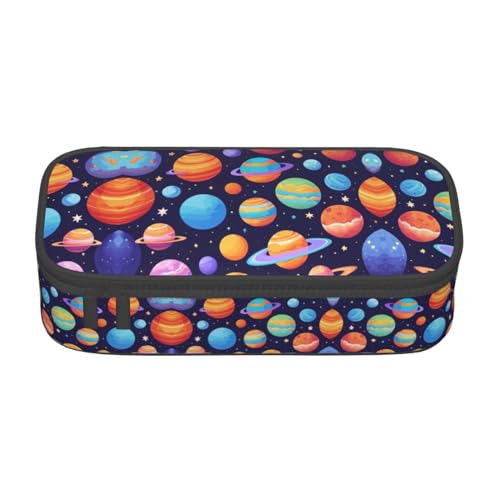 GFXEDSAH Federmäppchen mit Planetenmuster, Federmäppchen, Organizer, Oxford-Stoff, Mehrzweck-Federmäppchen, Schwarz , Einheitsgröße, Schlüsseletui von GFXEDSAH