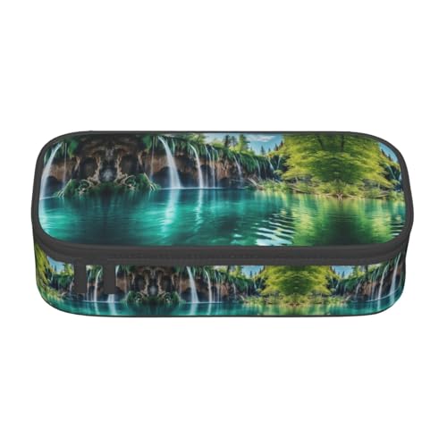 GFXEDSAH Federmäppchen mit Plitvicer Seen-Nationalpark-Druck, stilvoll und funktional, klein, aber geräumig, ideal für Reisen oder den täglichen Gebrauch, Schwarz , Einheitsgröße, Kosmetiktasche von GFXEDSAH