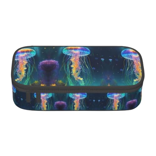 GFXEDSAH Federmäppchen mit Quallen-Ozean-Druck, Federmäppchen, Organizer, Oxford-Stoff, Mehrzweck-Federmäppchen, Schwarz , Einheitsgröße, Schlüsseletui von GFXEDSAH