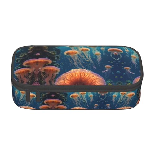 GFXEDSAH Federmäppchen mit Quallen-Ozean-Druck, Federmäppchen, Organizer, Oxford-Stoff, Mehrzweck-Federmäppchen, Schwarz , Einheitsgröße, Schlüsseletui von GFXEDSAH