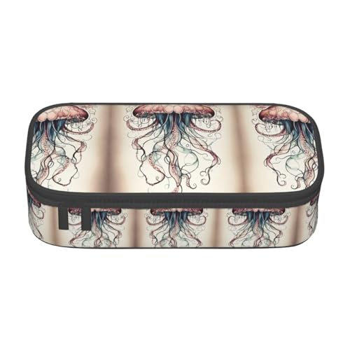 GFXEDSAH Federmäppchen mit Quallenmuster, Federmäppchen, Organizer, Oxford-Stoff, Mehrzweck-Federmäppchen, Schwarz , Einheitsgröße, Schlüsseletui von GFXEDSAH