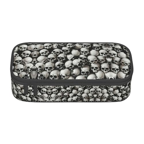 GFXEDSAH Federmäppchen mit Totenkopf-Motiv, Oxford-Stoff, Mehrzweck-Federmäppchen, Schwarz, Schwarz , Einheitsgröße, Schlüsseletui von GFXEDSAH