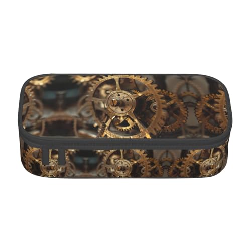 GFXEDSAH Federmäppchen mit Uhr-Zahnrad-Aufdruck, Federmäppchen, Organizer, Oxford-Stoff, Mehrzweck-Federmäppchen, Schwarz , Einheitsgröße, Schlüsseletui von GFXEDSAH